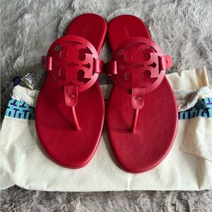Tory Burch Miller Calf Leather Red Sandals